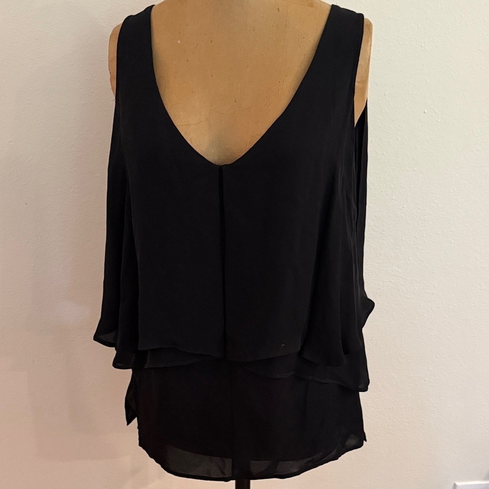 Kobi Halperin sz S Black Layered silk Blouse great pre owned condition